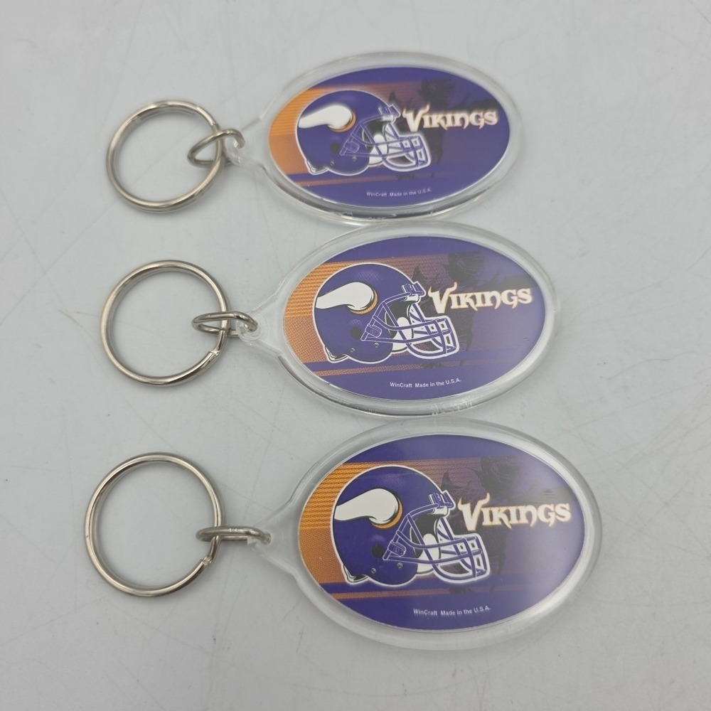 Vintage NFL Minnesota Vikings Decorative Key Ring Fan Souvenir Lot Of 3